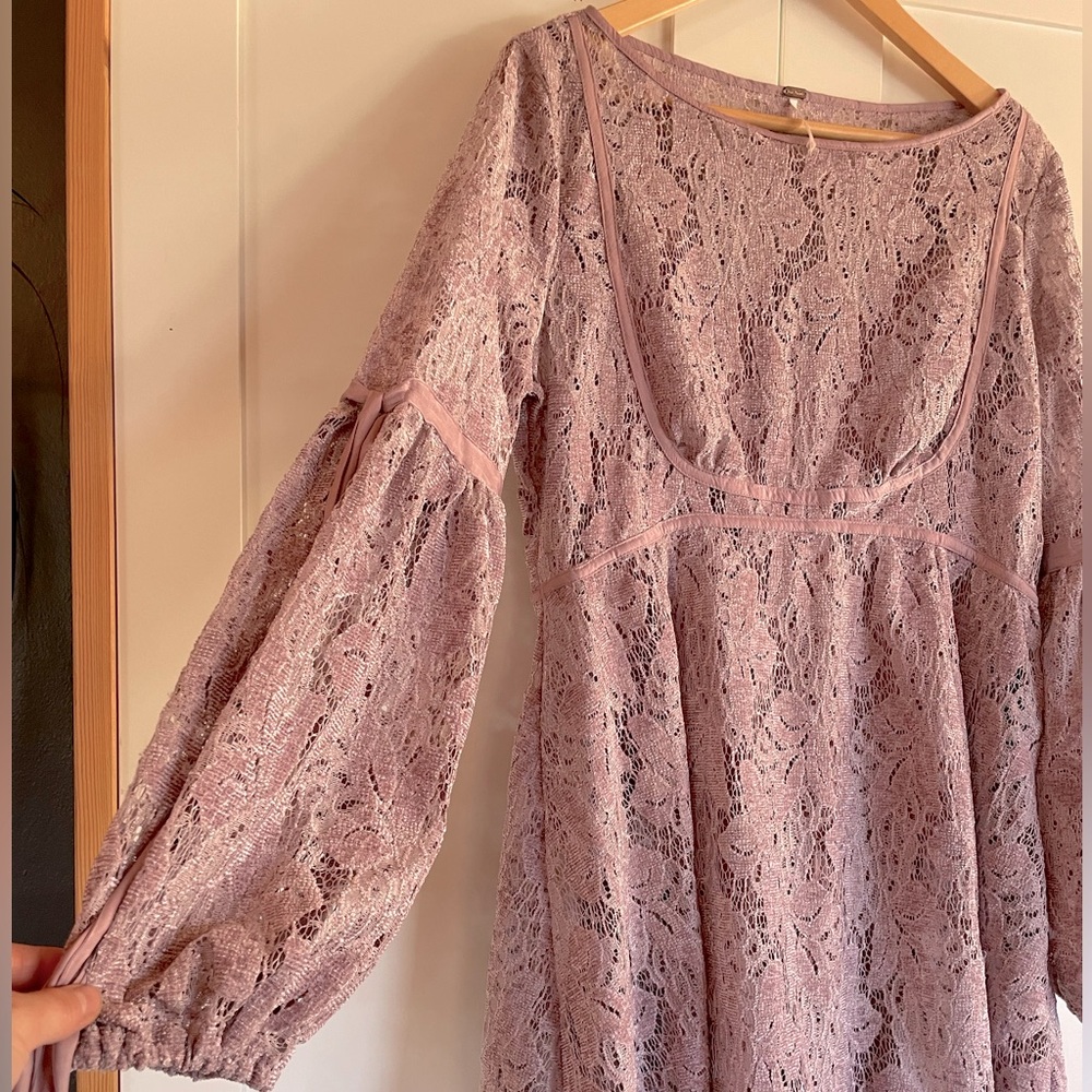 Free People Lavender Lace Mini Dress